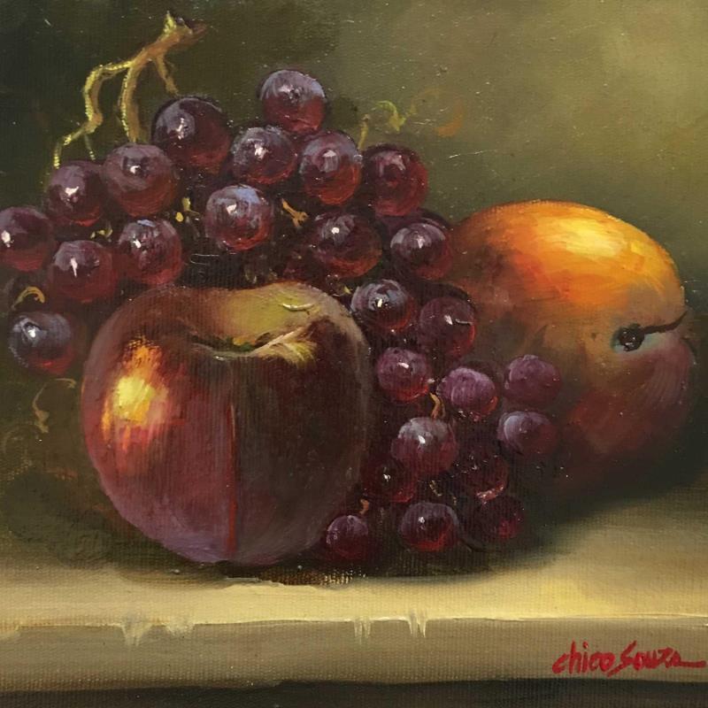 Painting Uvas by Chico Souza | Painting Figurative Still-life Oil