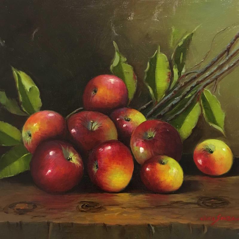 Painting Nove macas by Chico Souza | Painting Figurative Still-life Oil