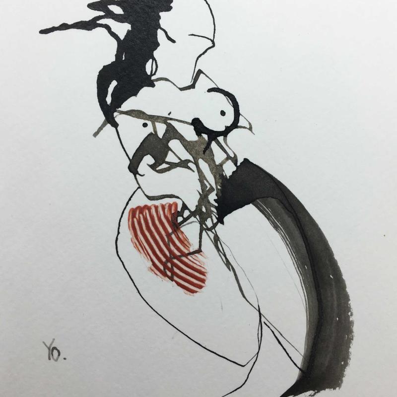 Painting L'échappée by YO | Painting Raw art Nude Acrylic Ink