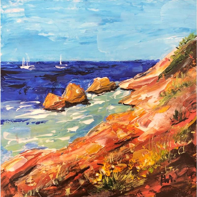 Painting Couleur de la Méditerranée by Rey Ewa | Painting Figurative Acrylic Landscapes