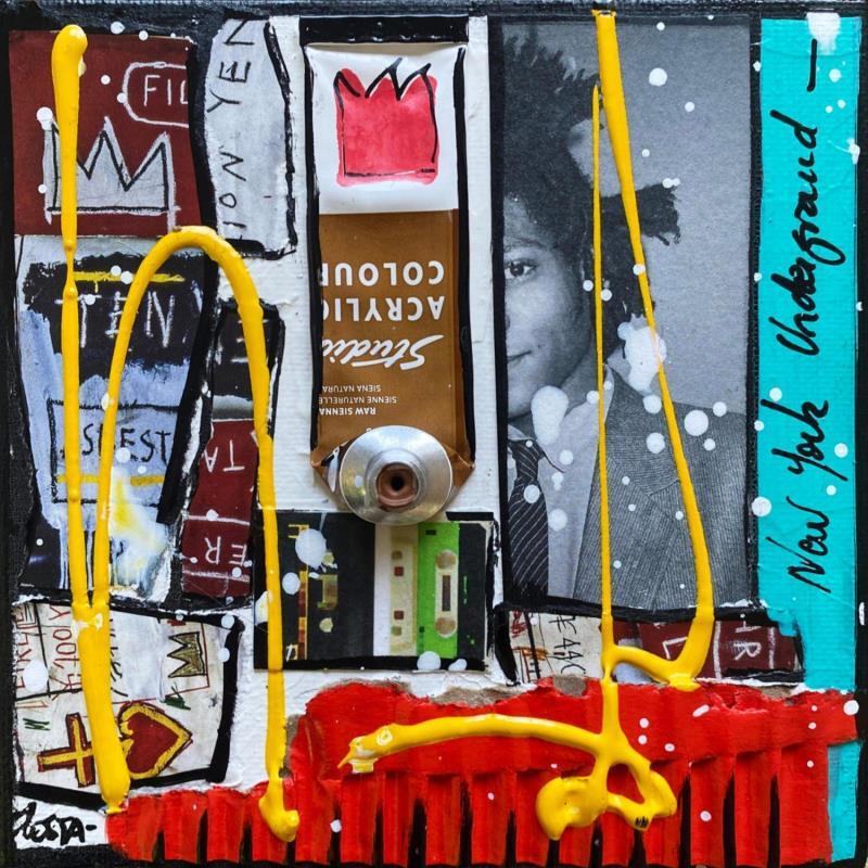 Painting Basquiat, the one ! by Costa Sophie | Painting Pop-art Pop icons Acrylic Gluing Upcycling