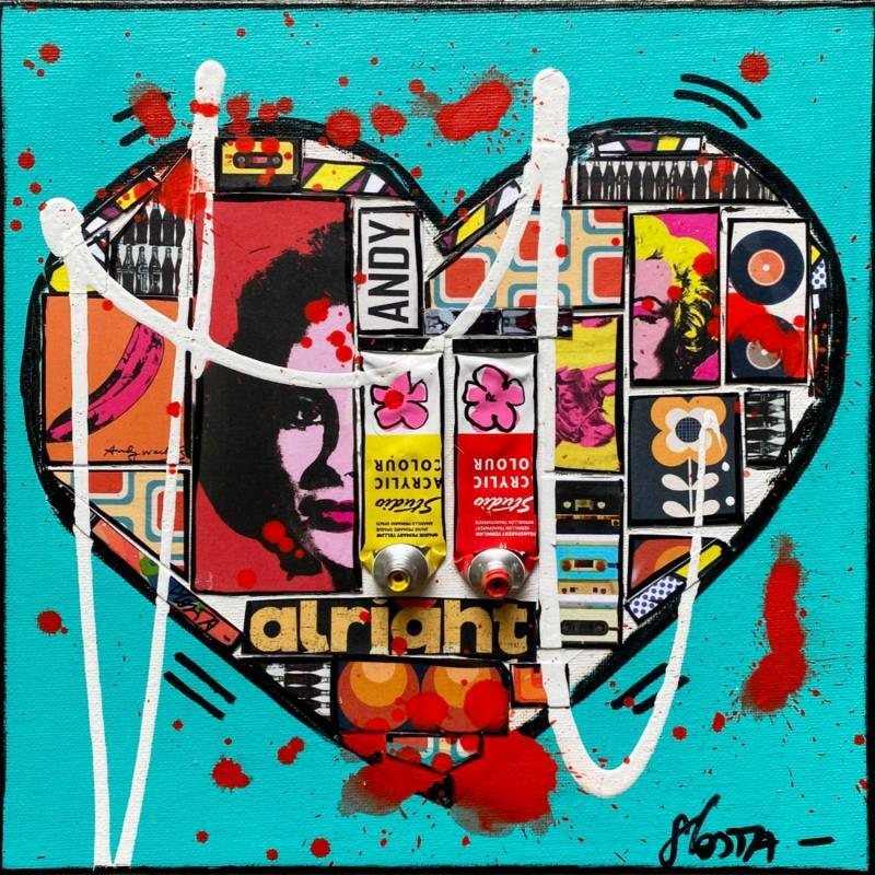 Painting Pop He(ART) turquoise 2 by Costa Sophie | Painting Pop-art Acrylic, Gluing, Upcycling Pop icons