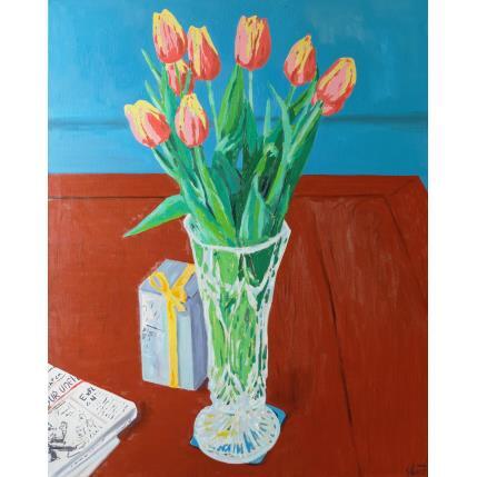 Gemälde Tulipes von Coueffic Sébastien | Gemälde Figurativ Öl Stillleben