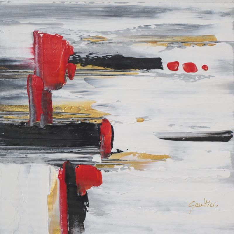 Peinture En rouge et gris par Gaultier Dominique | Tableau Abstrait Huile