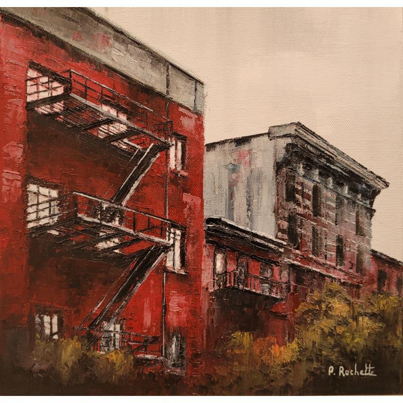 Painting Escalier de secours  by Rochette Patrice | Painting Figurative Oil Urban
