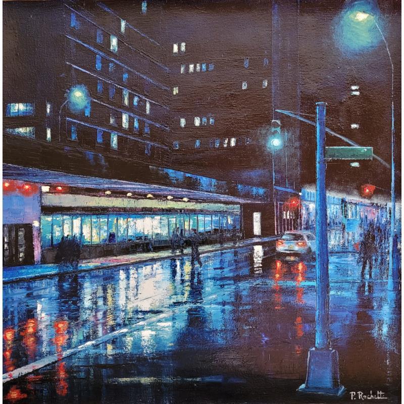 Painting Bleu nuit  by Rochette Patrice | Painting Figurative Urban Oil