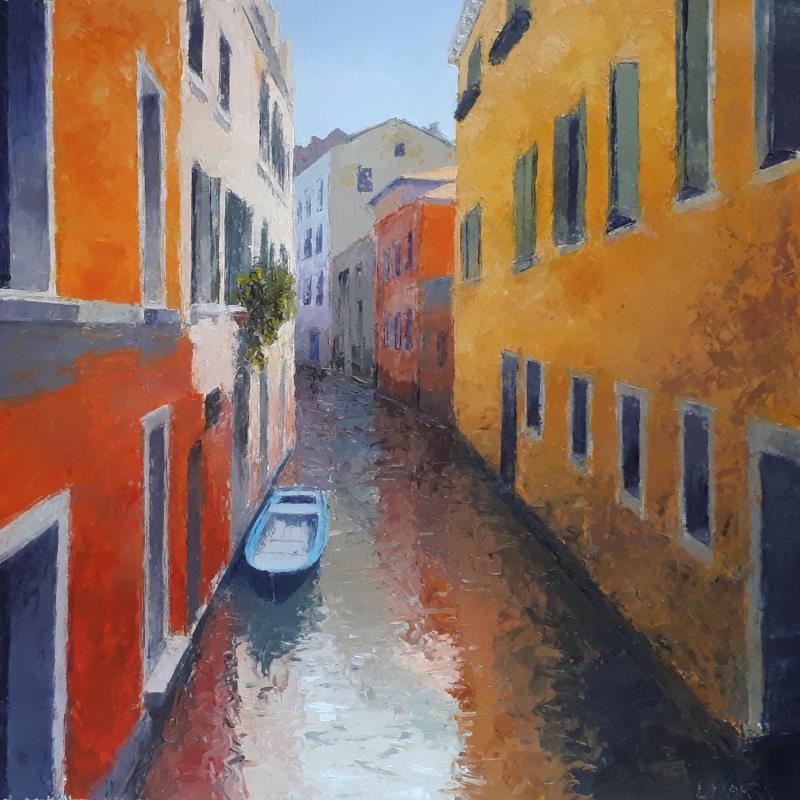 Peinture Venise, un canal par Martin Laurent | Tableau Figuratif Urbain Huile