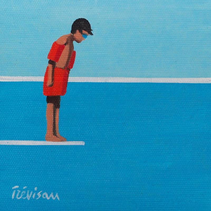 Peinture The question par Trevisan Carlo | Tableau Surréalisme Marine Sport Minimaliste Huile