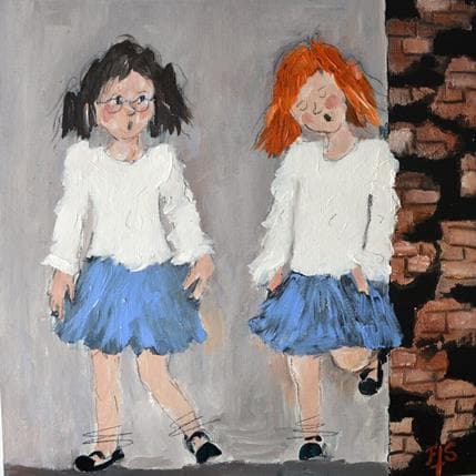 Gemälde Confidences von Soizeau Françoise | Gemälde Figurativ Acryl Alltagsszenen