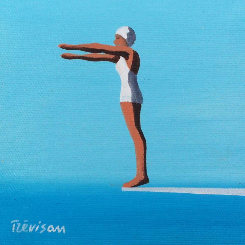 Peinture Trampoline par Trevisan Carlo | Tableau Surréalisme Marine Sport Minimaliste Huile