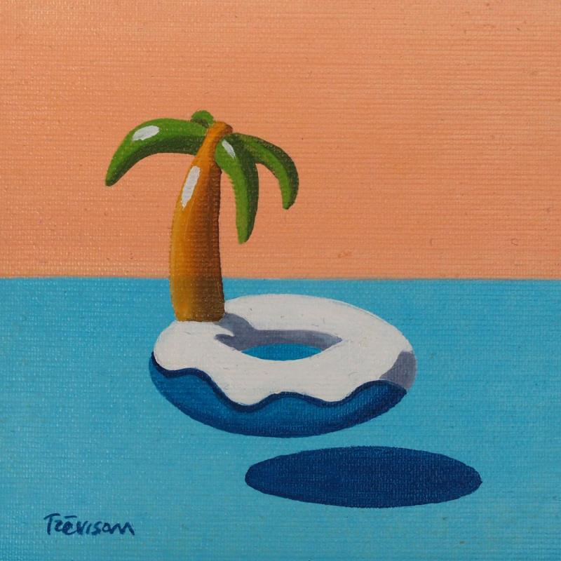 Gemälde Island von Trevisan Carlo | Gemälde Surrealismus Marine Pop-Ikonen Minimalistisch Öl