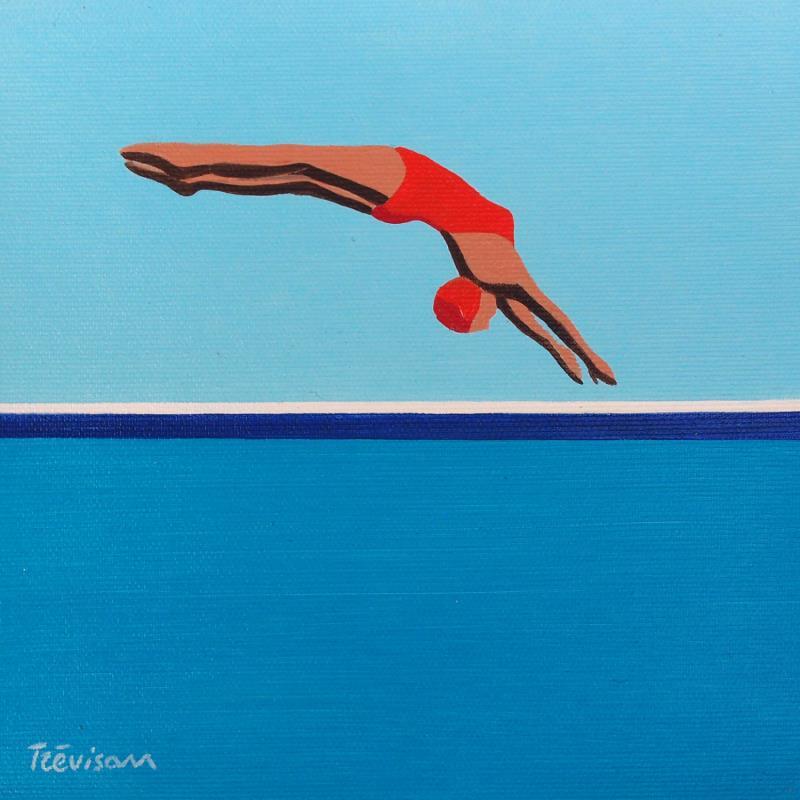 Peinture Red sky par Trevisan Carlo | Tableau Surréalisme Marine Sport Scènes de vie Huile
