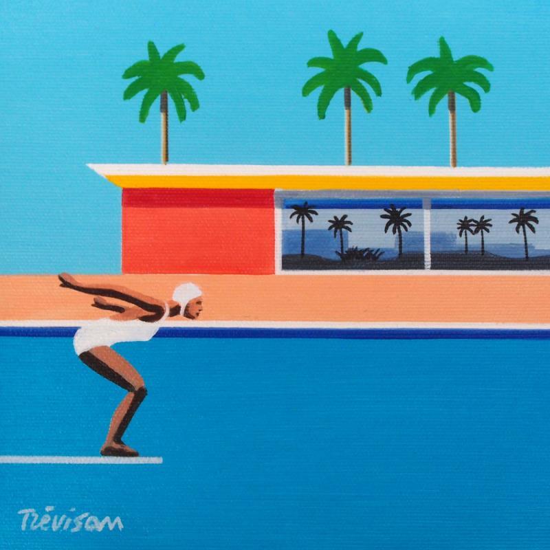 Gemälde The diver von Trevisan Carlo | Gemälde Surrealismus Sport Architektur Minimalistisch Öl