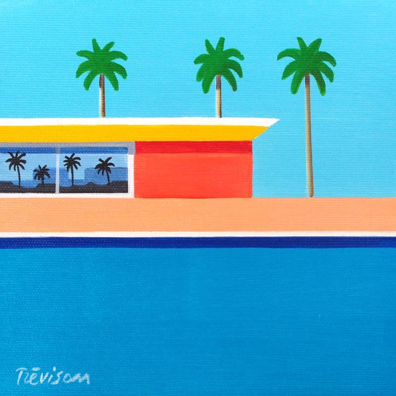 Gemälde California pool von Trevisan Carlo | Gemälde Surrealismus Natur Architektur Minimalistisch Öl