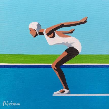 Painting White diver by Trevisan Carlo | Painting Surrealism Oil Life style, Minimalist, Pop icons, Sport