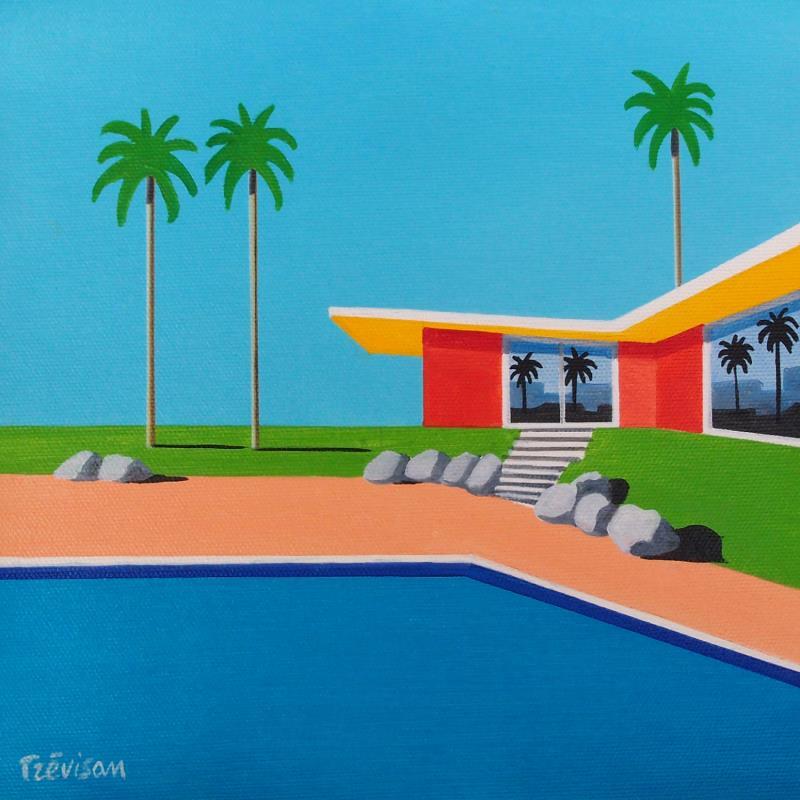 Gemälde California home von Trevisan Carlo | Gemälde Surrealismus Natur Architektur Minimalistisch Öl