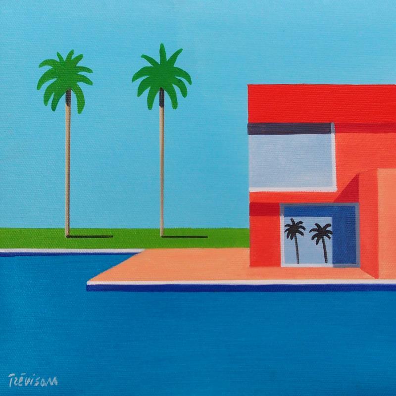 Painting Fours palms by Trevisan Carlo | Painting Surrealism Nature Architecture Minimalist Oil