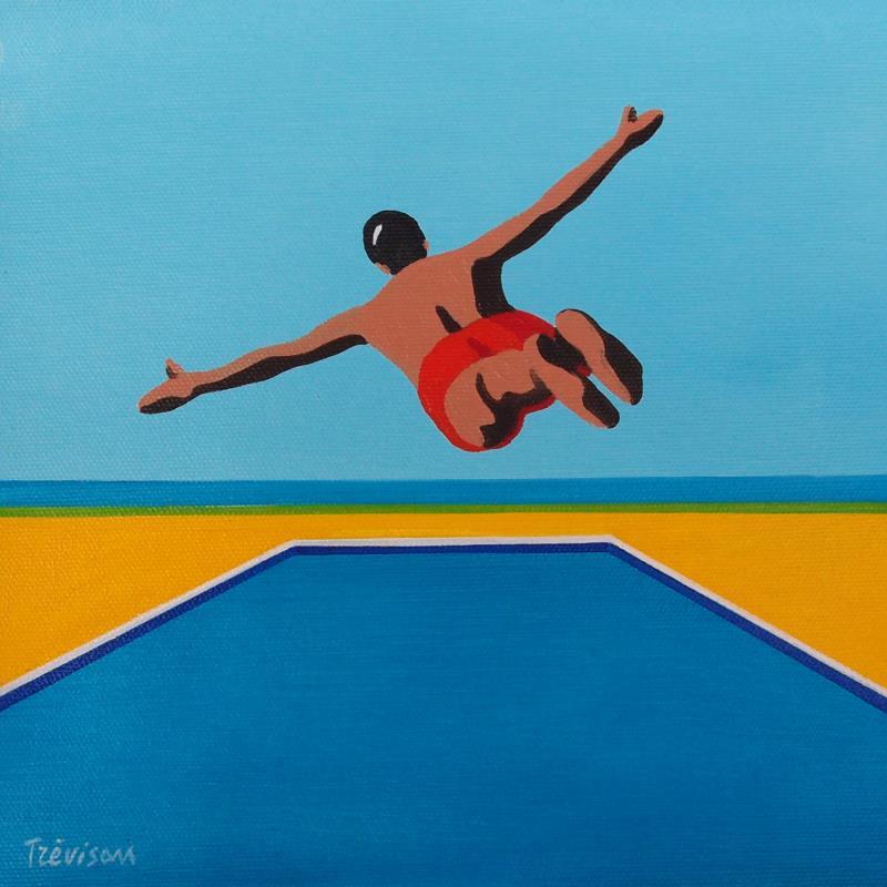 Peinture Jump par Trevisan Carlo | Tableau Surréalisme Marine Sport Minimaliste Huile