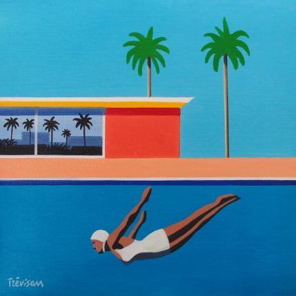 Painting White diver by Trevisan Carlo | Painting Surrealism Oil Architecture, Marine, Sport