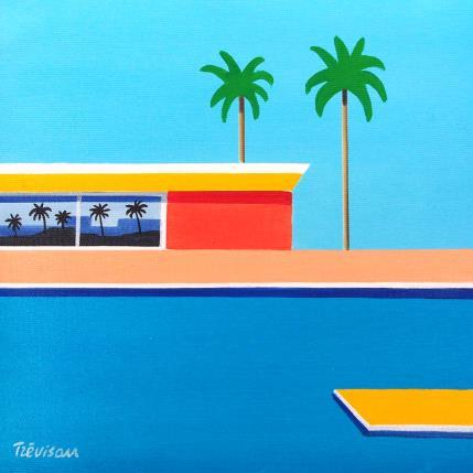 Gemälde The pool von Trevisan Carlo | Gemälde Surrealismus Öl Architektur, Marine, Minimalistisch
