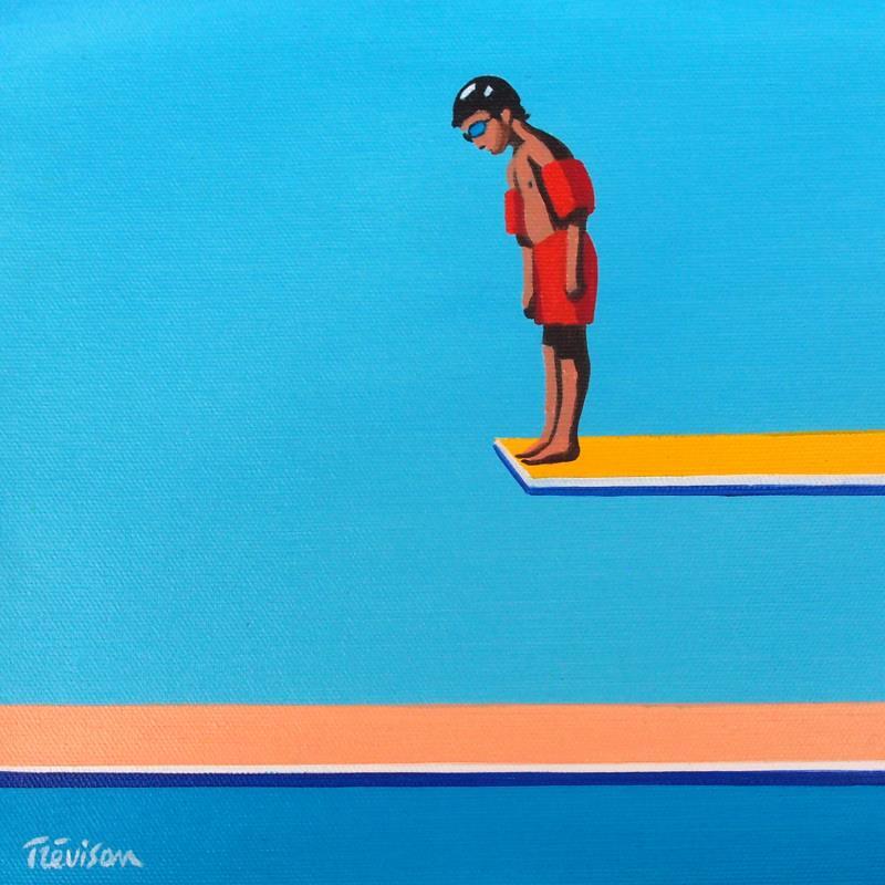 Painting Leap into the void by Trevisan Carlo | Painting Surrealism Marine Sport Minimalist Oil