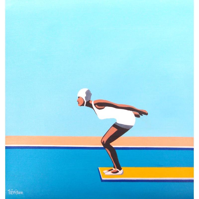 Painting Yellow trampoline by Trevisan Carlo | Painting Surrealism Sport Architecture Minimalist Oil