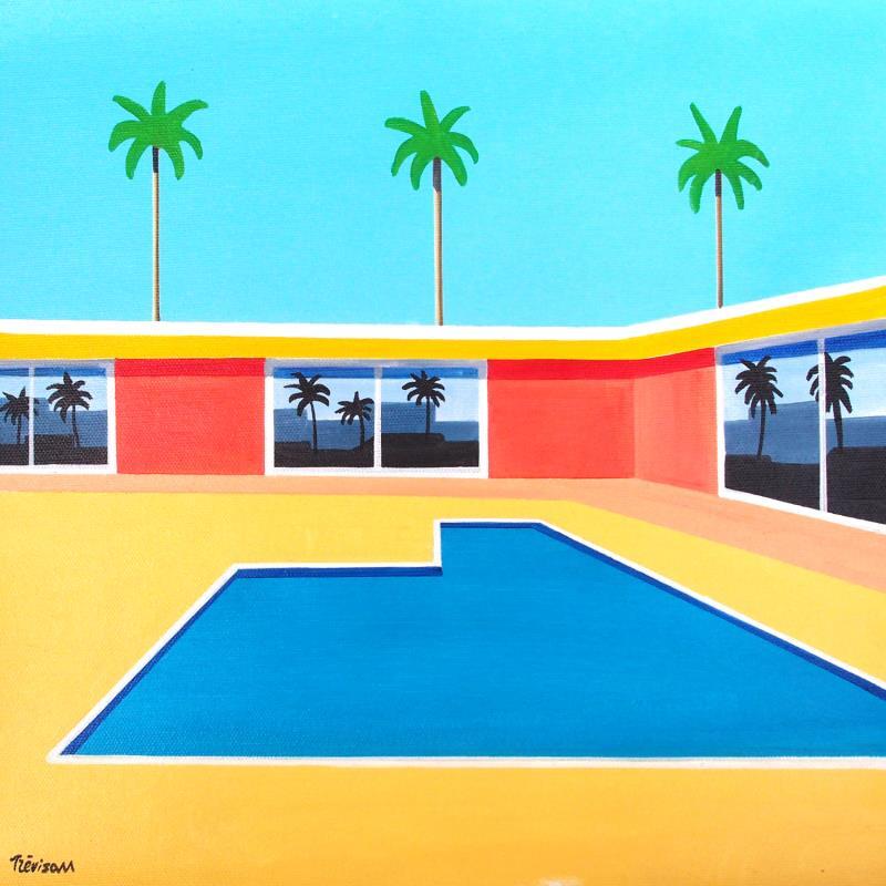 Gemälde Yellow pool von Trevisan Carlo | Gemälde Surrealismus Marine Sport Architektur Öl
