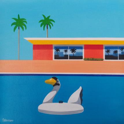 Gemälde White swan von Trevisan Carlo | Gemälde Surrealismus Öl Architektur, Natur, Sport