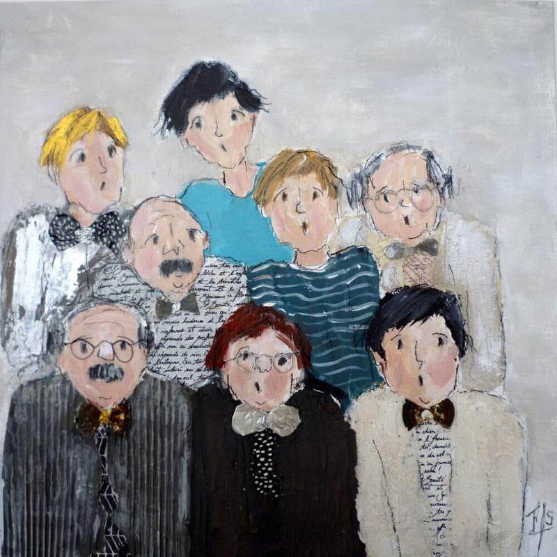 Painting Boys band by Soizeau Françoise | Painting Figurative Mixed Life style