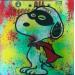 Gemälde Snoopy super héros  von Kikayou | Gemälde Pop-Art Pop-Ikonen Graffiti Acryl Collage