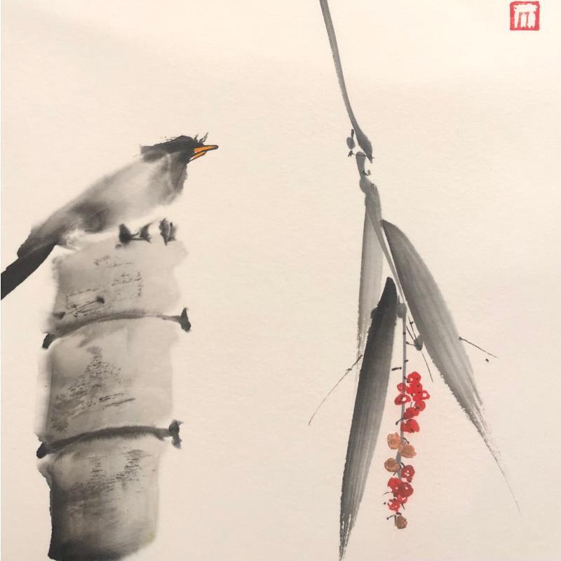 Painting L'oiseau by De Giorgi Mauro | Painting Figurative Animals Ink