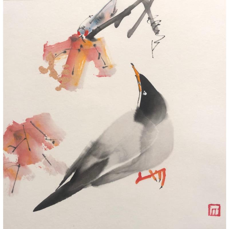 Painting La cigale et l'oiseau by De Giorgi Mauro | Painting Figurative Ink Animals