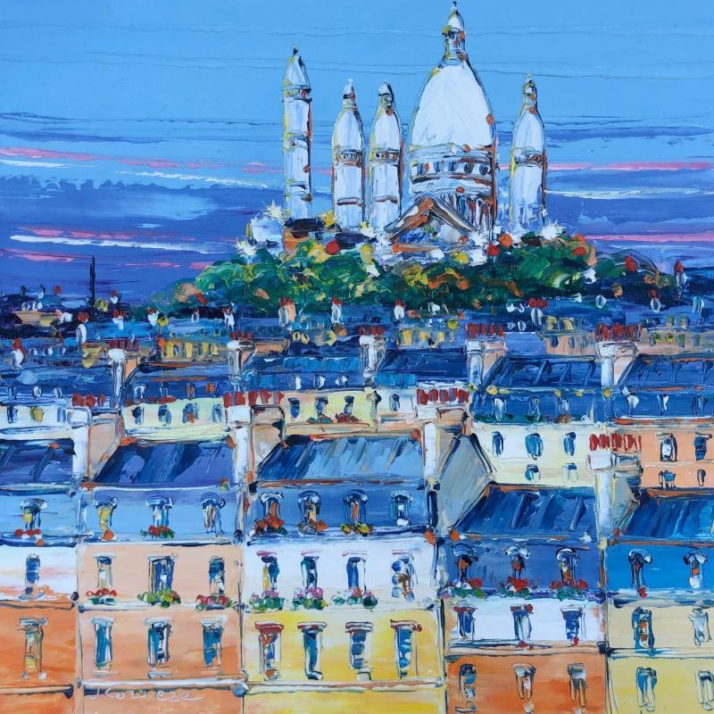 Painting Habits du soir sur Sacré-Coeur by Corbière Liisa | Painting Figurative Landscapes Oil