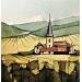 Painting Eglise dans les vignes 4 by Langlois Jean-Luc | Painting Figurative Landscapes Watercolor