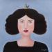 Peinture Femme avec oiseau sur les cheveux par Sally B | Tableau Art naïf Portraits Acrylique