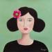 Painting Femme avec coquelicot sur cheveux by Sally B | Painting Figurative Portrait Acrylic