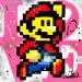 Peinture Mario pixel, pink love par Cornée Patrick | Tableau Pop-art Cinéma Mode Icones Pop Graffiti Huile
