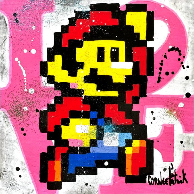 Painting Mario pixel, pink love by Cornée Patrick | Painting Pop-art Graffiti, Oil Cinema, Mode, Pop icons