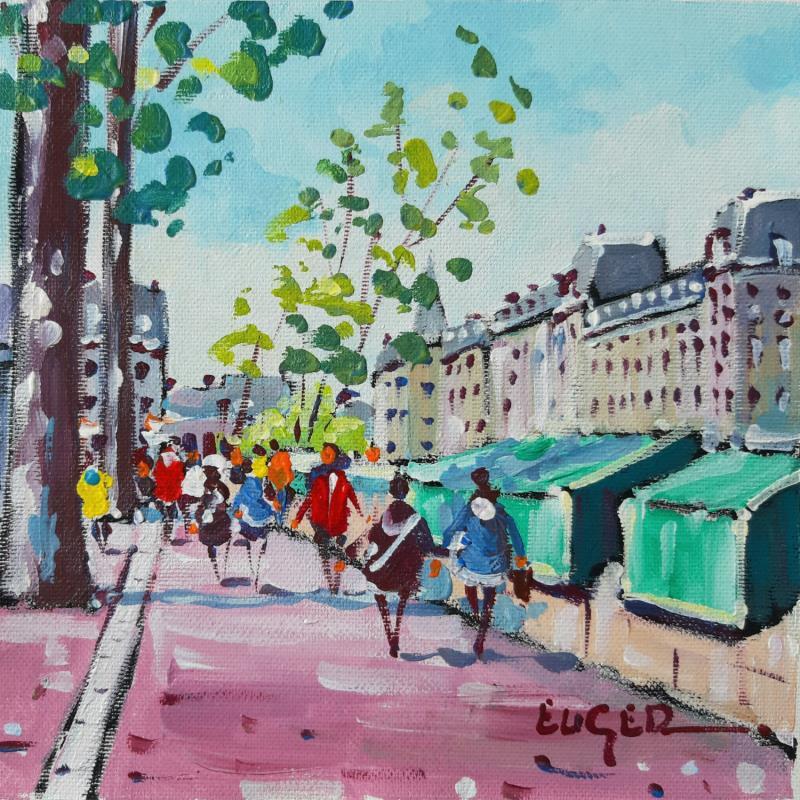 Painting LES QUAIS DE SEINE A PARIS by Euger | Painting Figurative Acrylic Landscapes, Life style, Pop icons, Urban