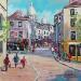 Painting RUE NORVINS A MONTMARTRE by Euger | Painting Figurative Urban Life style Acrylic