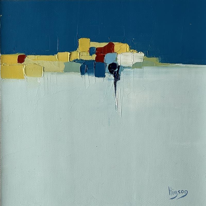 Peinture Azur 6 par Hirson Sandrine  | Tableau Abstrait Paysages Nature Minimaliste Huile