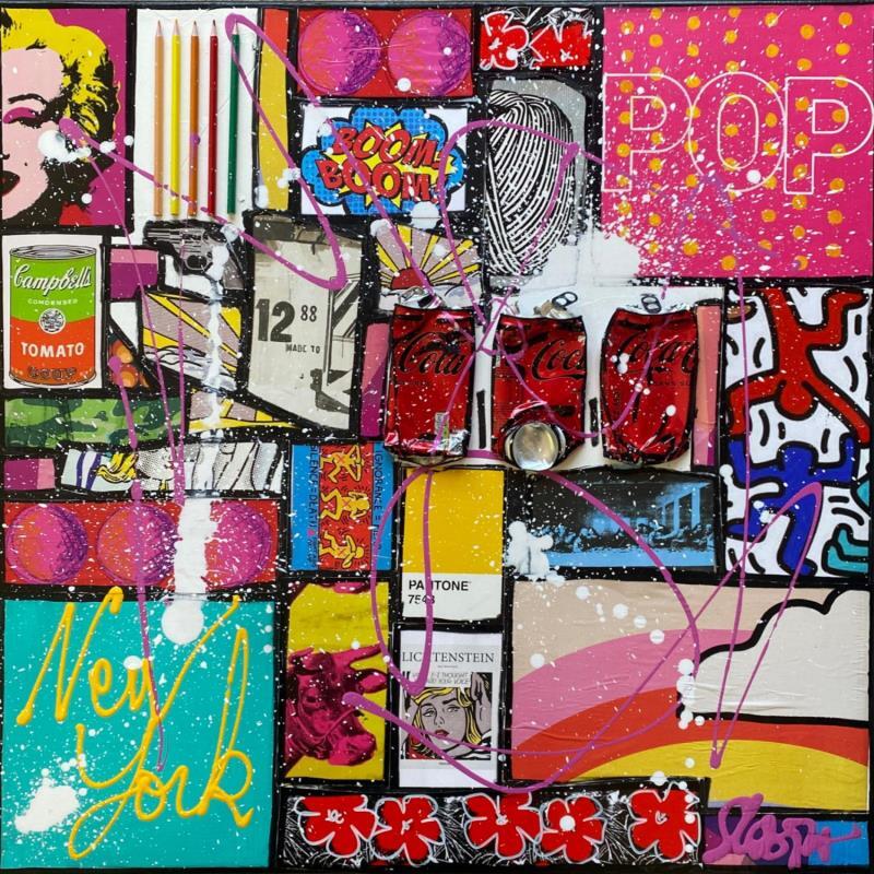 Peinture POP NY par Costa Sophie | Tableau Pop-art Acrylique, Collage, Upcycling Icones Pop