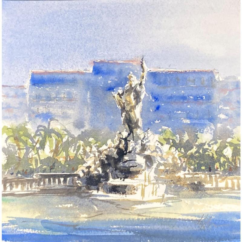 Painting Place de la Liberté by Jones Henry | Painting Figurative Watercolor