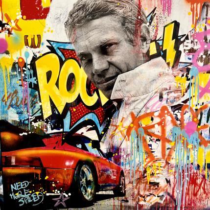 Painting STEVE SUPER ROCK by Novarino Fabien | Painting Pop-art Gluing Pop icons