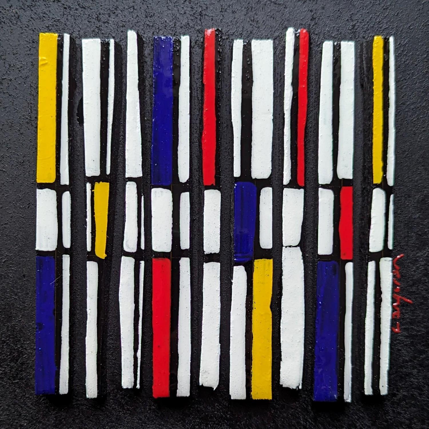 Painting bc9 hommage mondrian by Langeron Luc | Carré d'artistes