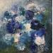 Peinture Fleurs bleues par Rocco Sophie | Tableau Art Singulier Nature Acrylique Collage Sable