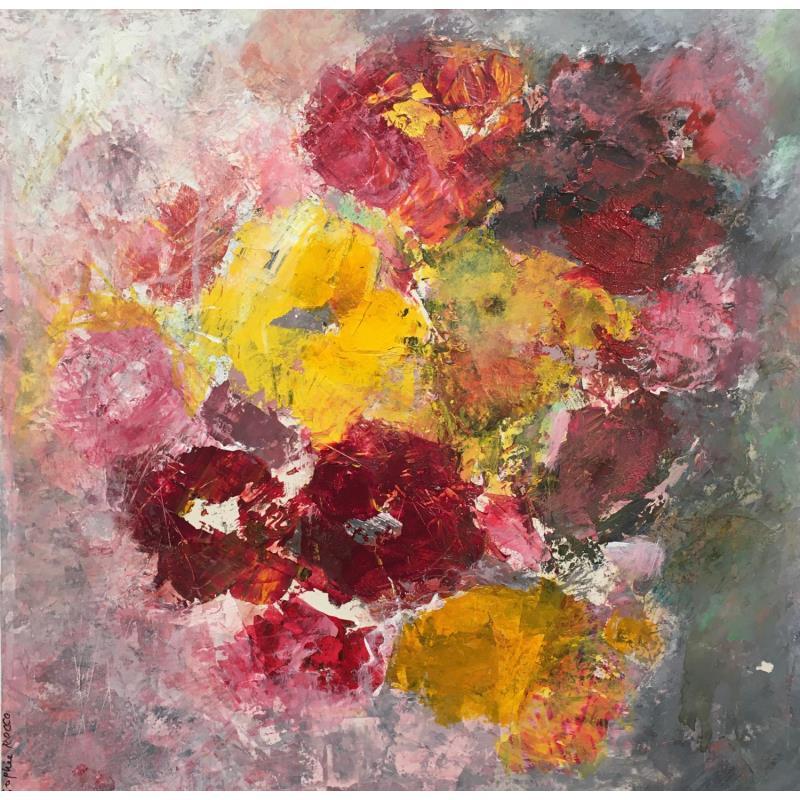 Painting Fête des fleurs by Rocco Sophie | Painting Raw art Acrylic, Gluing, Sand Nature