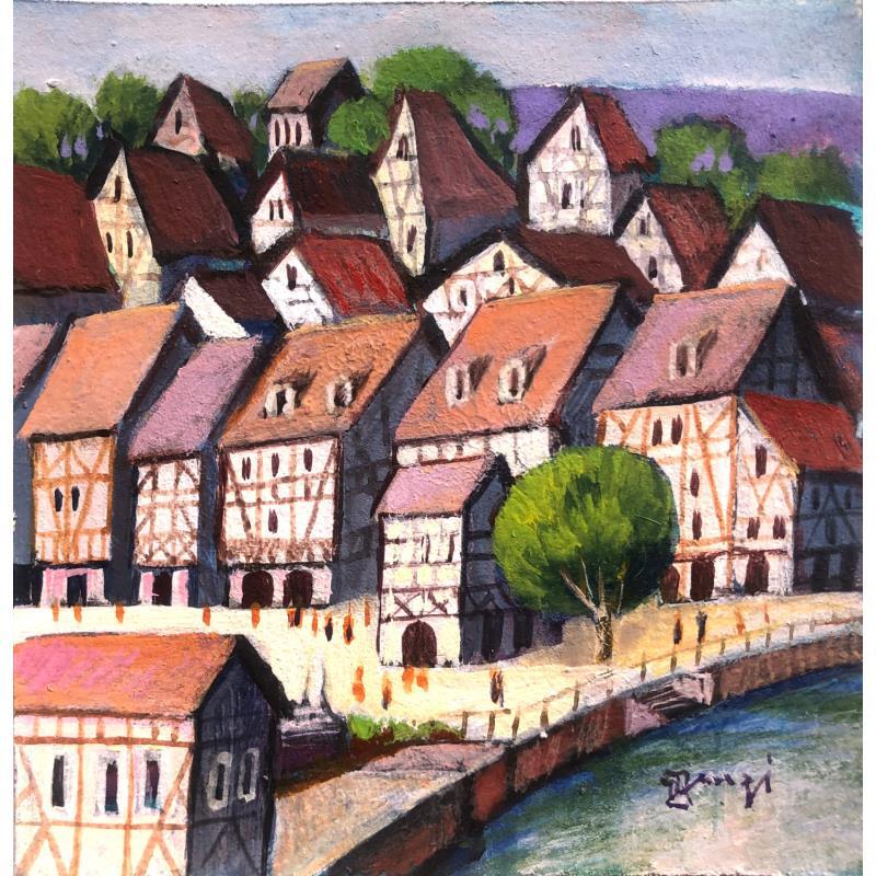 Painting AP71 PROMENADE EN ALSACE by Burgi Roger | Painting Figurative Urban Life style Architecture Acrylic