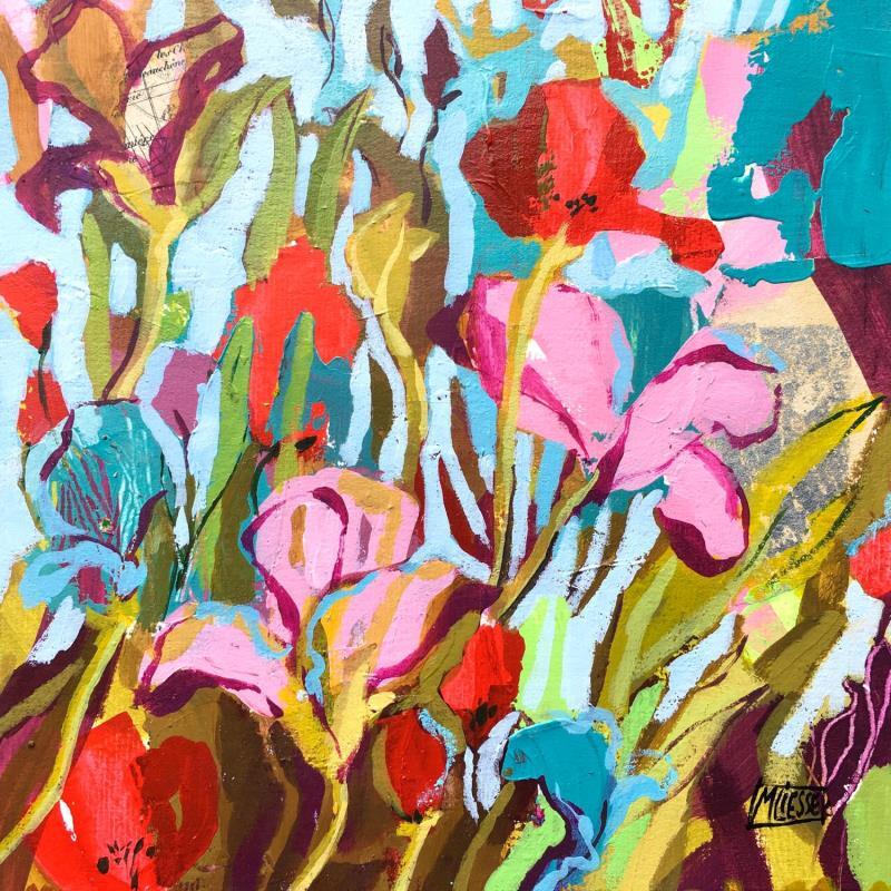 Gemälde Éclat de pétales en couleurs  von Bertre Flandrin Marie-Liesse | Gemälde Figurativ Natur Acryl Collage