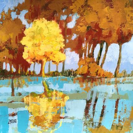 Painting Reflets de l’érable jaune  by Bertre Flandrin Marie-Liesse | Painting Figurative Acrylic, Gluing Landscapes, Nature
